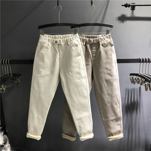 小脚垮裤 欧货2025冬季 女宽松哈伦裤 松紧腰加绒加厚老爹牛仔裤 新款