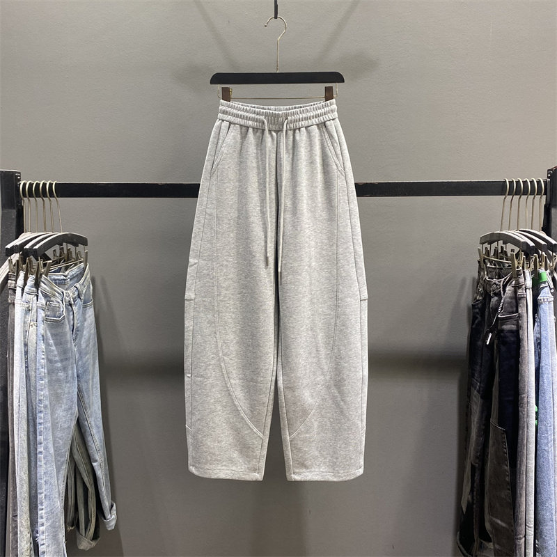 灰色弯刀休闲卫裤女2026春季新款设计感拼接宽松显瘦阔腿裤香蕉裤,女装/女士精品,休闲裤,淘宝优惠券,粉丝福利购,淘宝优惠卷