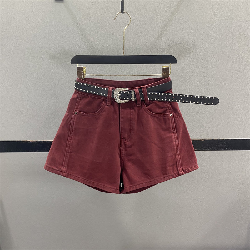 复古红色牛仔短裤女2026春夏百搭高腰宽松显瘦A字休闲阔腿裤热裤,女装/女士精品,牛仔裤,淘宝优惠券,粉丝福利购,淘宝优惠卷