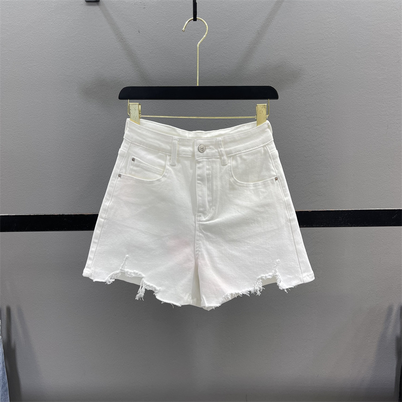 白色高腰牛仔短裤女休闲阔腿热裤
