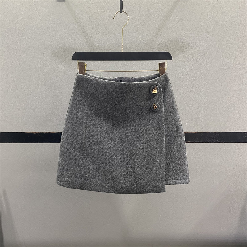 不规则灰色毛呢半身裙女2025秋冬新款防走光高腰显瘦a字包臀短裙,女装/女士精品,半身裙,淘宝优惠券,粉丝福利购,淘宝优惠卷