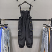 减龄收腰抽绳宽松休闲束脚哈伦裤 女2026春夏薄款 潮 背带裤 欧货工装