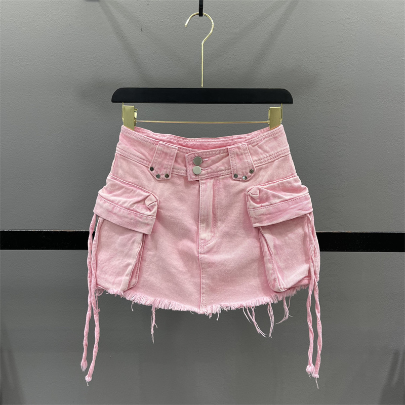 辣妹风牛仔半身裙女工装包臀短裙