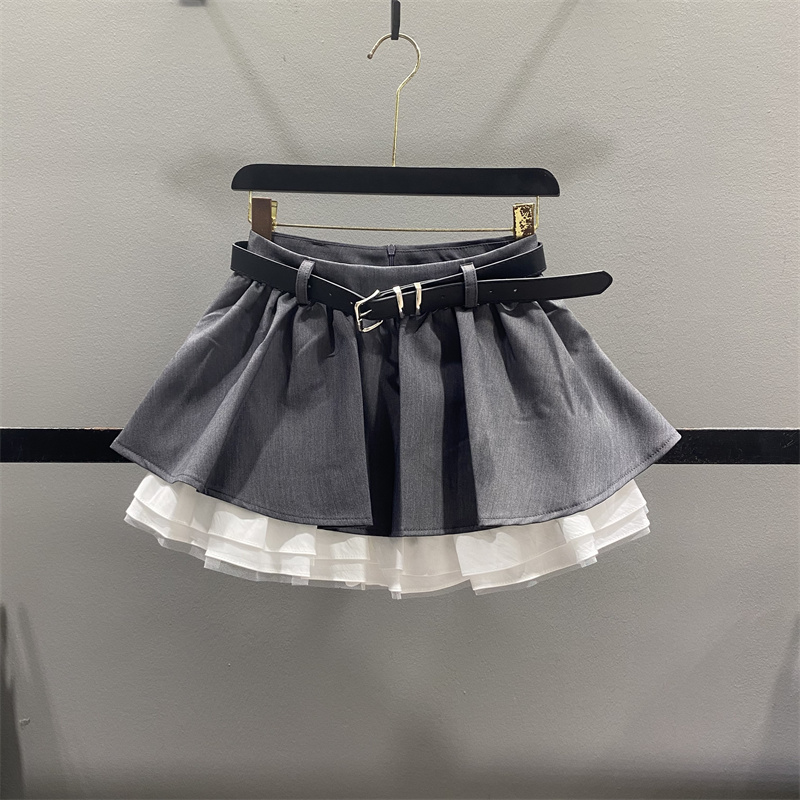 设计感拼接西装半身裙女短裙裤