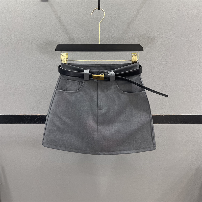 灰色西装半身裙女A字包臀短裙