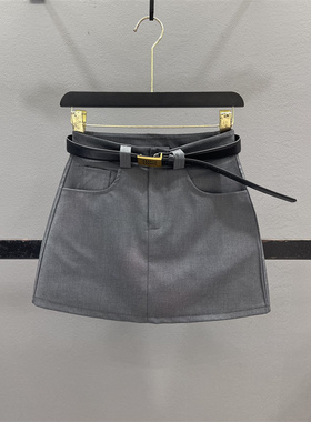 灰色西装半身裙女2026春夏学院风高腰显瘦小个子辣妹A字包臀短裙