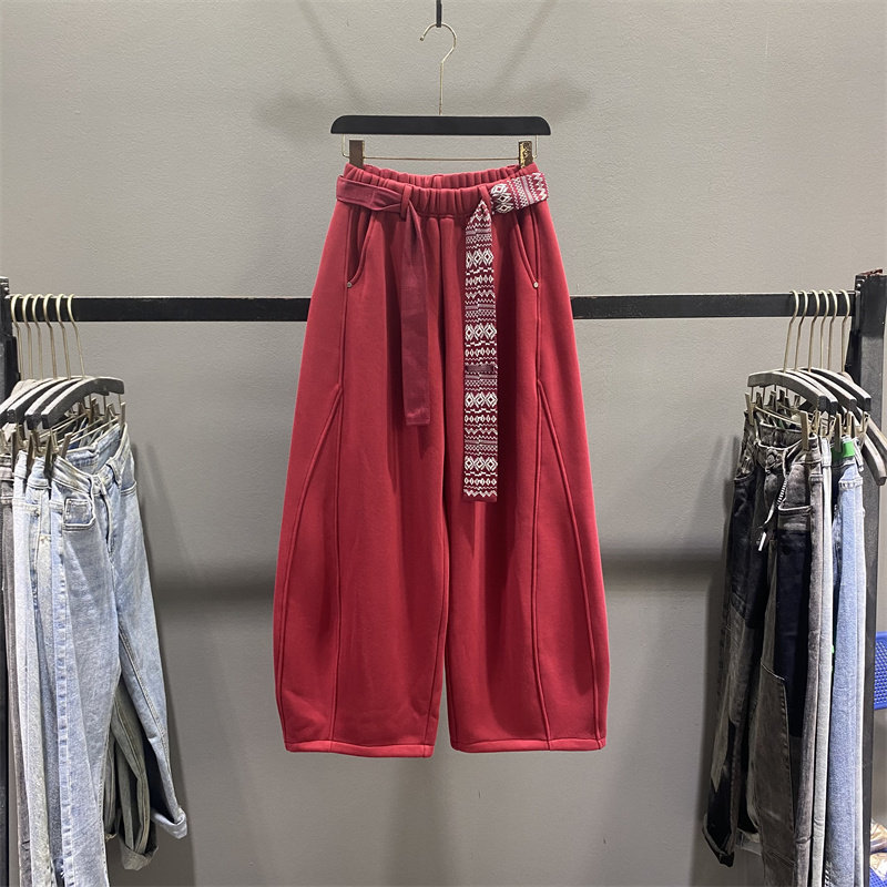 美式慵懒风加绒弯刀卫裤女2025秋冬新款宽松加厚休闲阔腿裤香蕉裤,女装/女士精品,休闲裤,淘宝优惠券,粉丝福利购,淘宝优惠卷