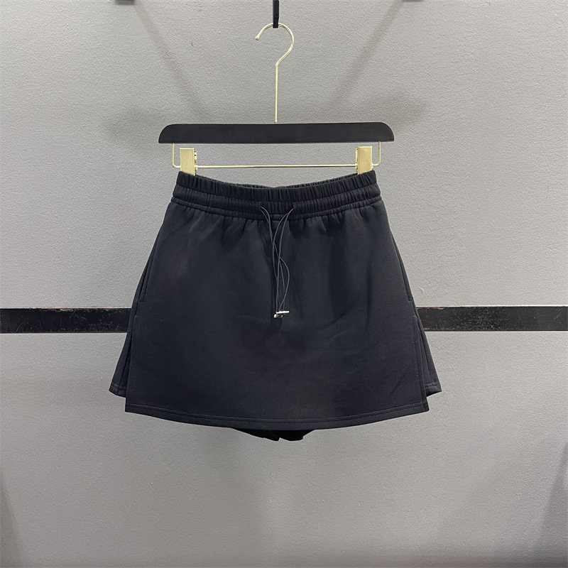 休闲运动半身裙女2026春夏松紧腰抽绳卫裙显瘦开叉A字阔腿短裤裙