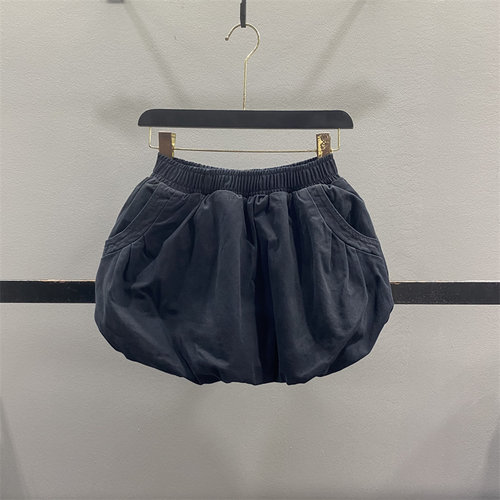 复古牛仔花苞半身裙女短裙灯笼裙