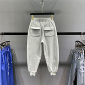 女松紧腰宽松九分束脚哈伦运动裤 口袋百搭休闲卫裤 潮 工装 2026春季