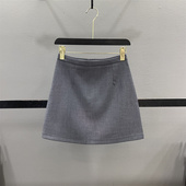 短裙女高腰显瘦包臀裙防走光A字半身裙 灰色西装 清仓不退换