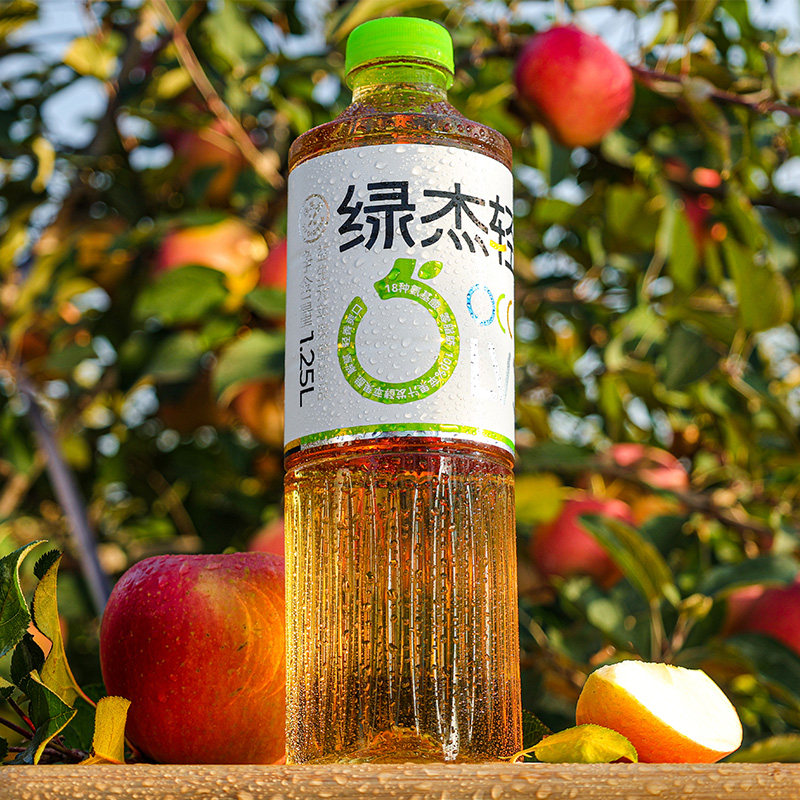 绿杰发酵型苹果醋饮料整箱1.25L*6瓶0代糖0脂肪大瓶70%果汁健康