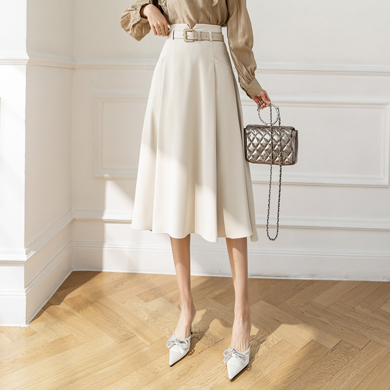 西装半身裙女2026春夏新款百搭中长款遮胯垂坠感高腰大摆a字长裙