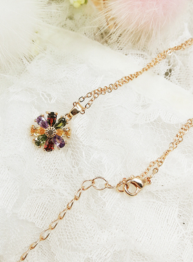 项链彩金锁骨链女镀金花朵