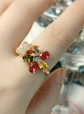 女微蜜蜂甜美日韩版花朵五彩指环