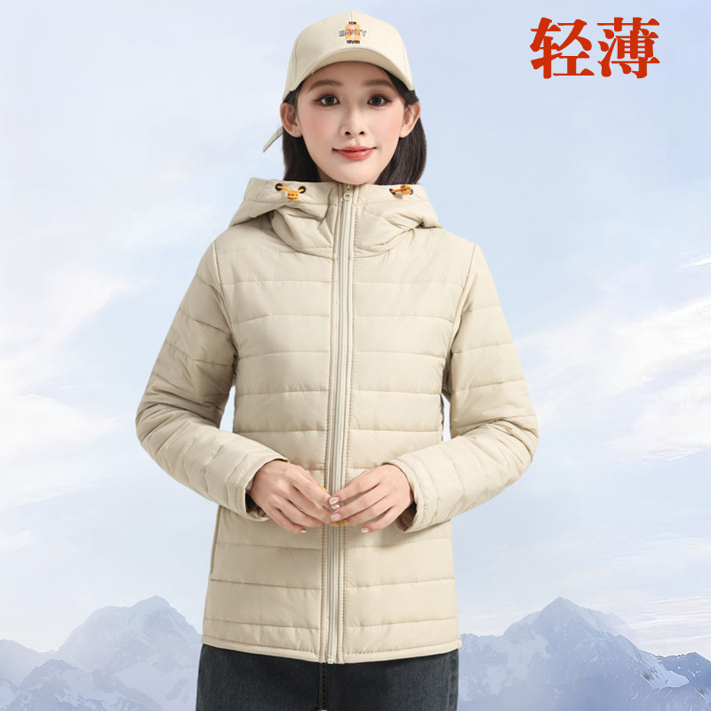 秋冬新款轻薄连帽棉服女休闲百搭棉衣/棉服