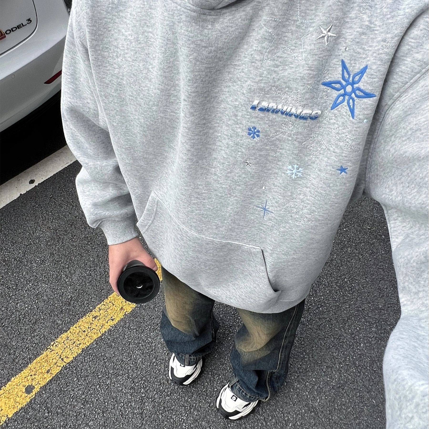 美式国潮雪花字母刺绣卫衣