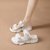 拖鞋 学生小香风魔术贴休闲百搭凉拖鞋 女ins潮厚底2025年新款 夏季