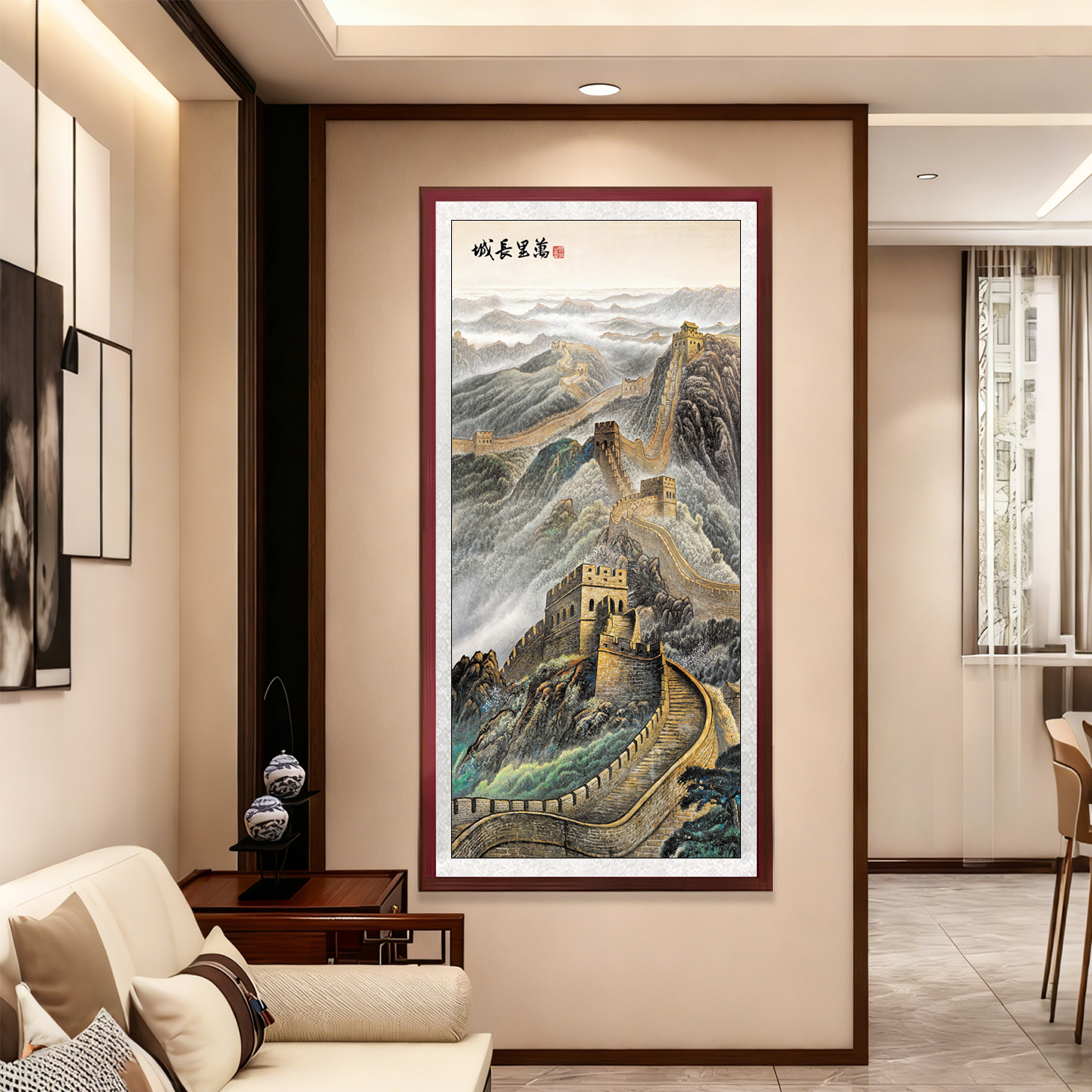 万里长城泰山日出办公室字画沙发背景墙画装饰风山水客厅挂画国画