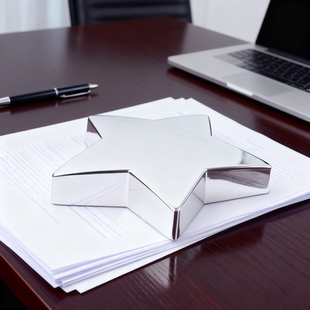 文房四宝镀银金属五角星形镇纸镇尺压纸压书镇书法用品包邮