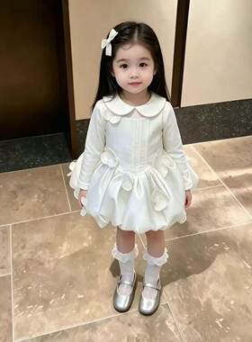 秋季女童立体花朵公主连衣裙