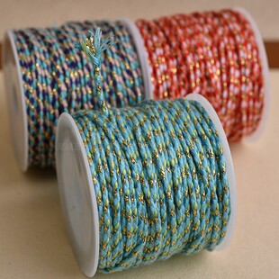 2mm加金四股三花棉绳棉线花色手搓棉手串项链编织绳文玩串珠流苏