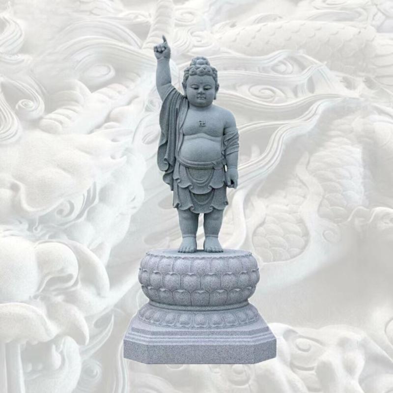 汉白玉太子佛石雕浴佛 指天指地佛像 释迦摩尼  寺庙佛像雕塑定做