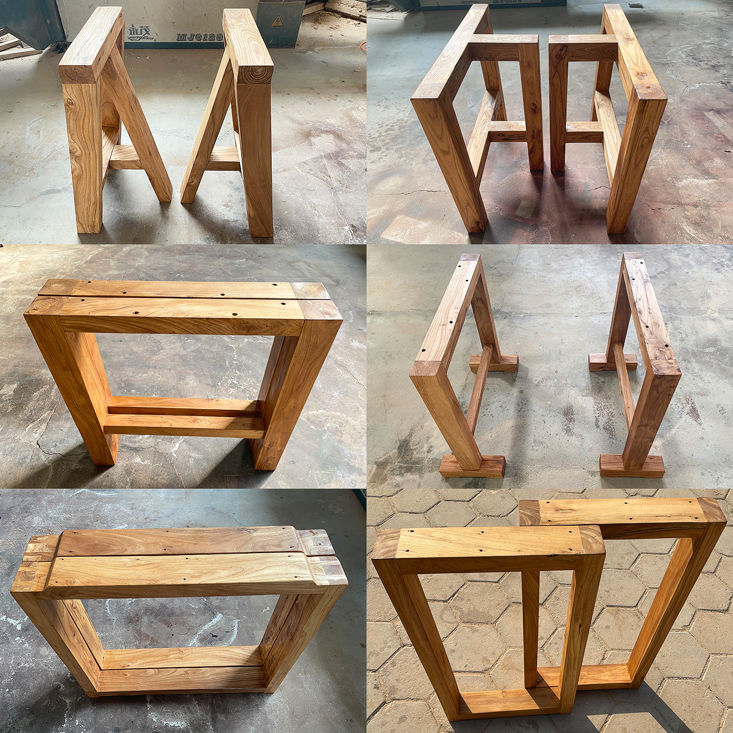 老榆木桌腿桌架实木大板台支架家用茶桌腿餐桌腿办公电脑桌腿定制