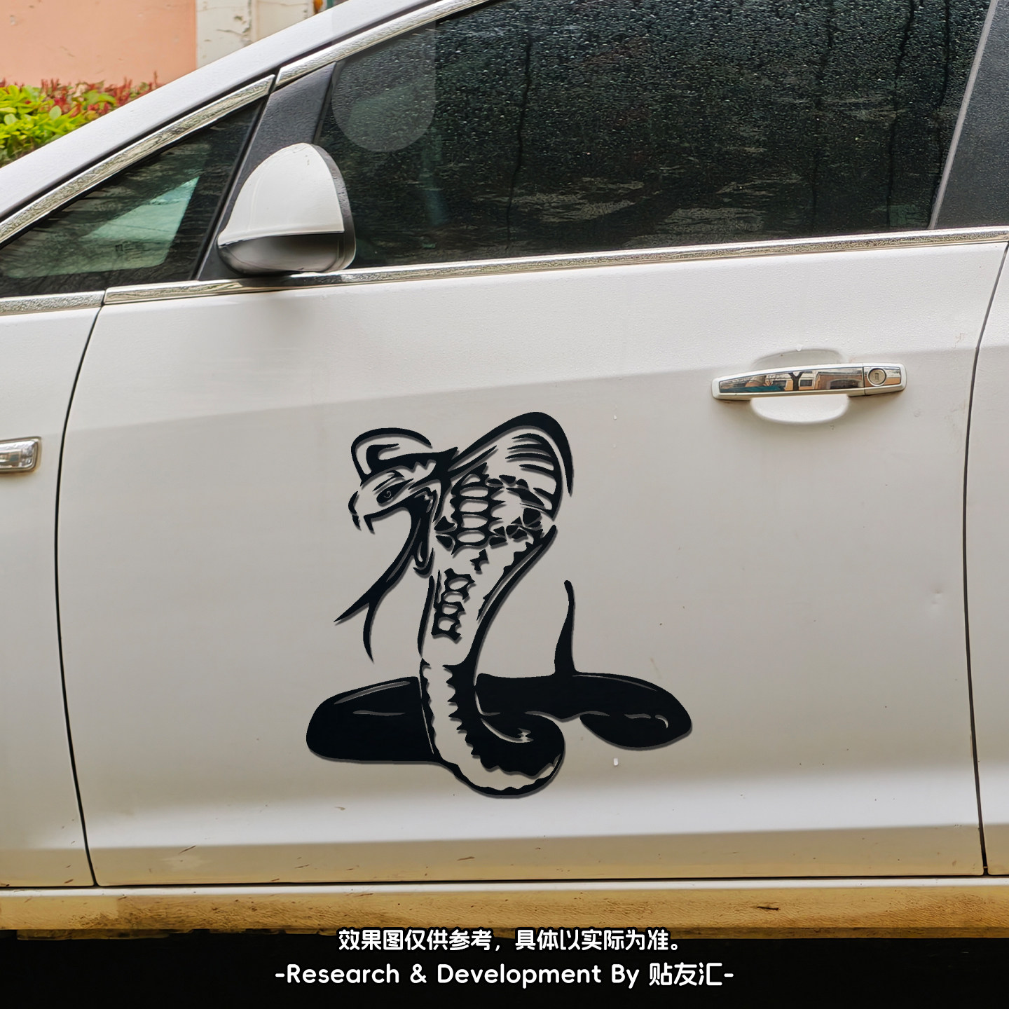七彩镭射反光眼镜蛇引擎盖车贴