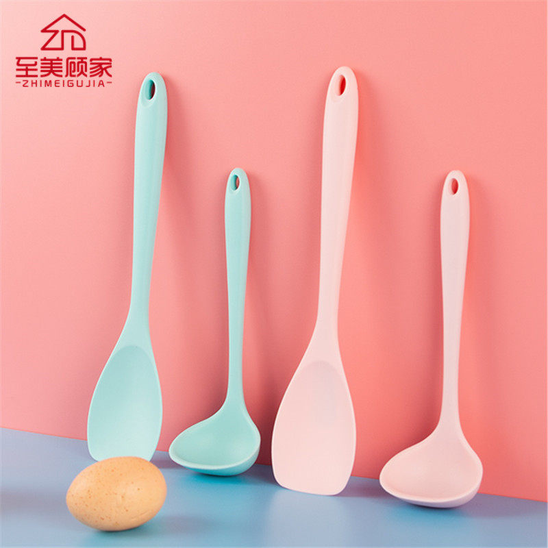 儿童辅食工具硅胶铲耐高温不粘锅专用煎铲子硅胶汤勺家用小勺子
