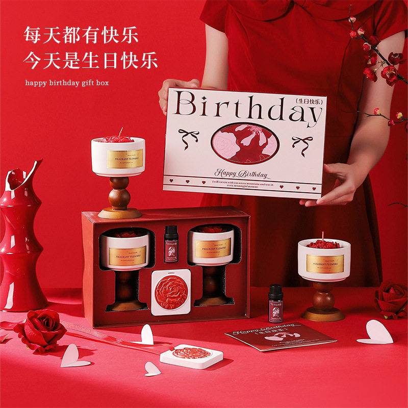 浪漫山茶花香薰蜡烛礼盒生日礼物