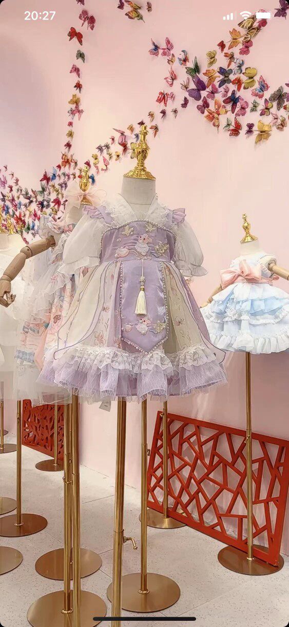 女宝宝2024新款夏季甜美汉元素Lolita洛丽塔蓬蓬裙夏连衣裙女童裙