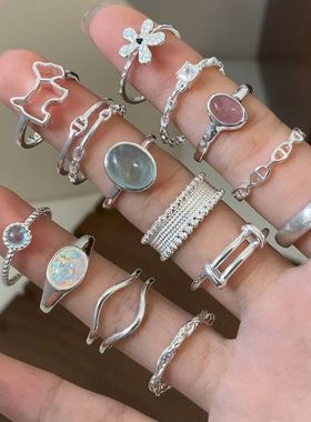 925百搭戒指高级感调节素圈不小众掉色设计风韩国ins开口女纯银