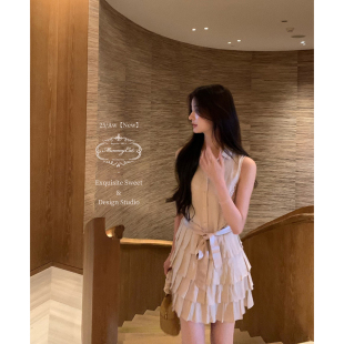 Cat 蕾丝拼接收腰无袖 下蛋喵 新品 蛋糕裙 许愿说明书 Mummy