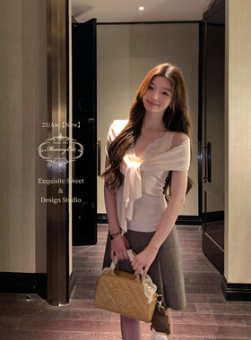 Mummy Cat 下蛋喵【匿名温柔】 新品30绵羊毛披肩绑带针织上衣