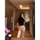 Cat下蛋喵 款 软糯冬季 Mummy 新品 秋冬羊毛高腰修身 针织长裤