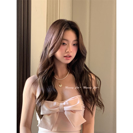 Mummy Cat下蛋喵 【温柔可浓】立体感蝴蝶结甜美挂脖弹力胸衣上衣