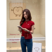 Mummy 日系基础好穿柔软弹力针织t短袖 Cat下蛋喵 樱桃少女