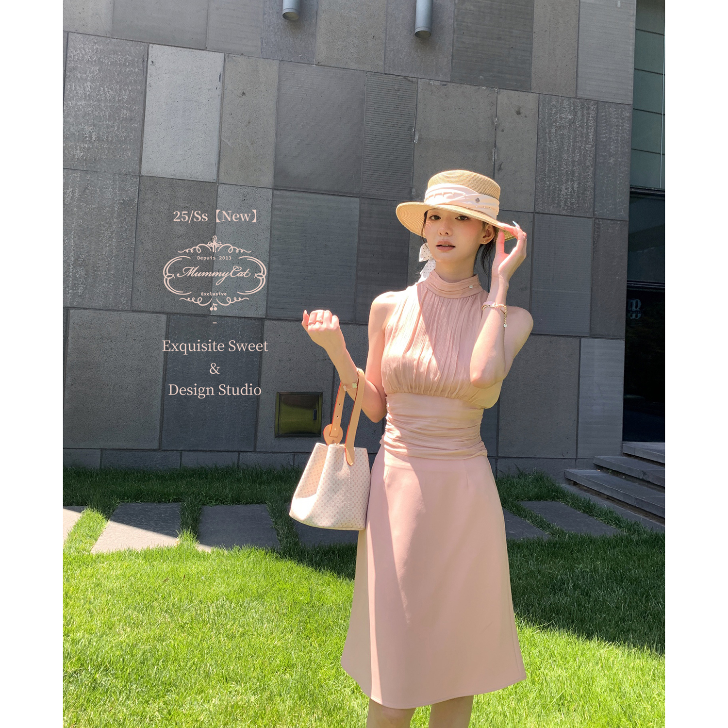 Mummy Cat下蛋喵【抚子的清晨】25新品100人丝气质挂脖无袖上衣