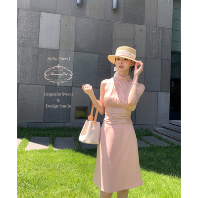 100人丝气质挂脖无袖上衣