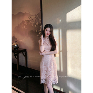Mummy Cat 下蛋喵【兰亭月华】26新品优雅蕾丝镂空花边收腰连衣裙