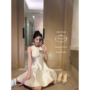幸运女神 精致缎面立体蝴蝶结生日礼服连衣裙 Cat下蛋喵 Mummy