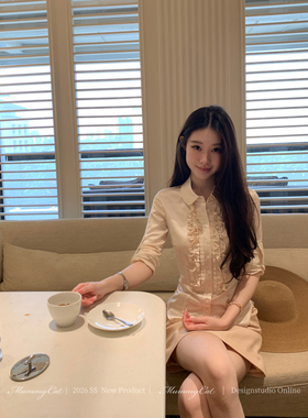 Mummy Cat下蛋喵【蜜糖记忆】26新品弹力醋酸日系甜美木耳边衬衫