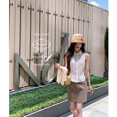 精致通勤无袖木耳边衬衫