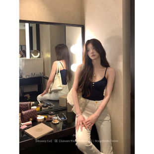 米白色直筒百搭微喇包臀牛仔长裤 MummyCat下蛋喵 显瘦神裤