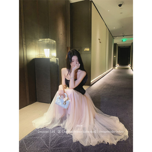 温柔层叠抽褶网纱仙女长款半身裙