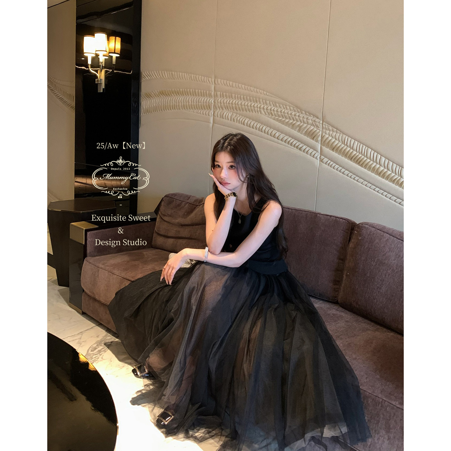 MummyCat下蛋喵【一秒沦陷】温柔气质层叠抽褶网纱仙女长款半身裙