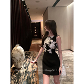 Cat 下蛋喵 永夜生花 Mummy 新品 黑色立体盘花绣日礼服连衣裙