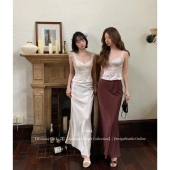 高级感光泽缎面垂顺包臀长款 法式 半身裙 Cat下蛋喵 Mummy