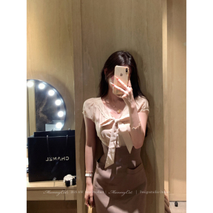 初秋系带收腰蝴蝶结衬衫 Mummy 新品 小岛微风 上衣 Cat下蛋喵